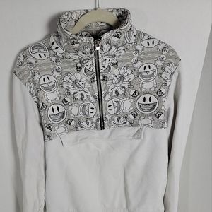 GXG Jeans X Ron English zip up White sweater Size M happy Skull Men's Fashion